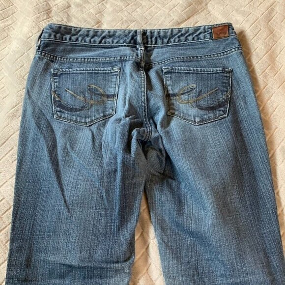 Express X2 Womens 10 Denim Jeans Blue Straight Medium Wash Stretch Low Rise - Picture 10 of 12